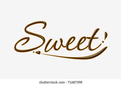 Chocolate Sweet Text Made Of Chocolate Vector Design Element.