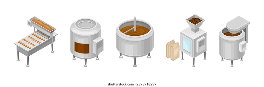 Chocolate Sweets Production and Manufacture Isometric Vector Set