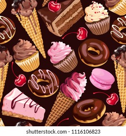 Chocolate sweets seamless pattern