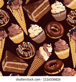 Chocolate sweets seamless pattern