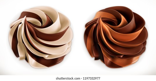 Chocolate swirl. 3d vector realistic icon