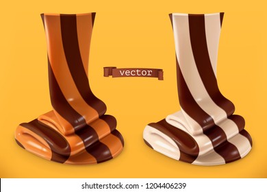 Chocolate swirl. 3d vector realistic icon