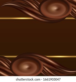 Fondo abstracto de remolque de chocolate. Decoración acogedora con líneas doradas para portada, página o afiche. Ilustración del vector