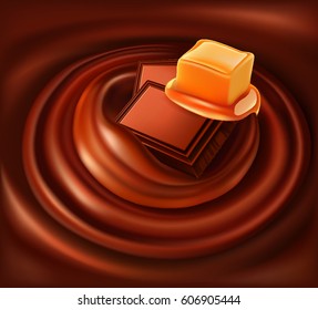 chocolate swirl background with caramel