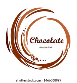 Chocolate swirl background. Cream texture. Liquid chocolate close-up. Textured dark chocolate. Melted chocolate swirl background. Splash.  Icon Pictogram. Vector Illustration