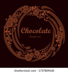Fondo giratorio de chocolate. Textura crema. Cierre de chocolate líquido. chocolate negro texturado. Fondo giratorio de chocolate fundido. Splash. Apetitoso postre líquido. Ilustración vectorial