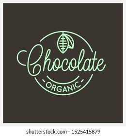 Chocolate swirl logo. Round linear logo of cocoa bean on black background
