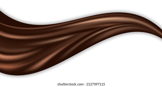 Chocolate swirl wave isolated. Creamy milk chocolate, dark brown color flow twisted wave, smooth liquid texture. Design element. Abstract vector illustration