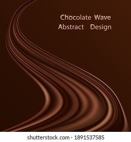 Chocolate swirl waye background. Dark brown chocolate creamy wave with smooth silk texture, modern trendy design with smooth color flow effect. Vector illustration