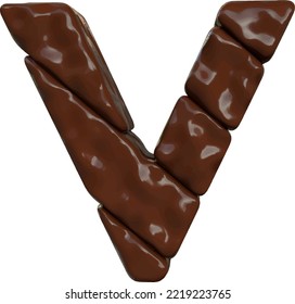 Chocolate Symbol Made From Diagonal Bars. Letter V