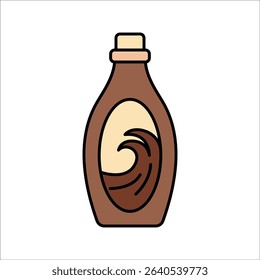 Chocolate Syrup Bottle Flat design style, a bottle of chocolate syrup, great for topping illustrations, dessert graphics, and sweet product packaging visuals.