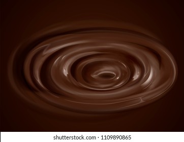 Chocolate syrup design element in 3d illustration, sweet sauce swirling