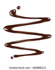 Chocolate syrup drips isolated on white