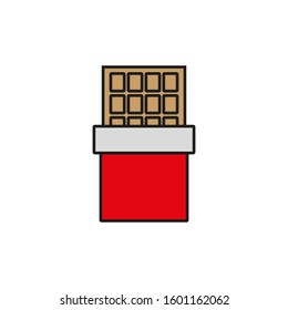 Chocolate tablet icon vector, formed with simple shapes