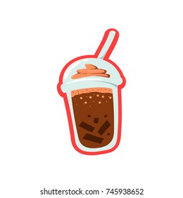 Chocolate take away plastic cup drink vector template