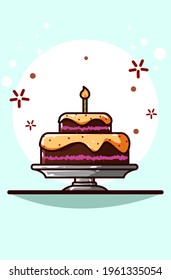 Chocolate tar cake cartoon vector illustration