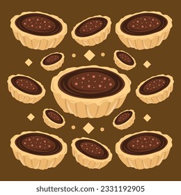 Chocolate tartlet flat vector illustration. Cute tartlet chocolate mini cartoon vector illustration for graphic design and decorative element