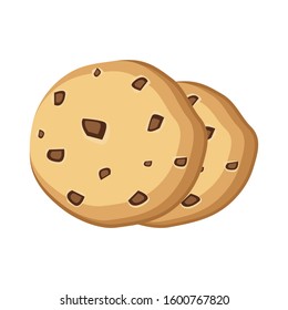 Chocolate tasty chip vector icon isolated on the white background 