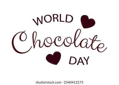 Chocolate text isolated on white background for World Chocolate Day. Elegant modern brush calligraphy. Lettering for poster, postcard, banner. Vector illustration