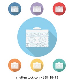 Chocolate tiramisu flat vector icon set