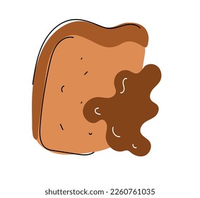 Chocolate Toast, Bread with chocolate creamy spread, weekend morning  coffee, Vector doodle set illustration. 