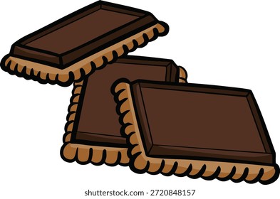Schokolade gekrönte Keks Flat Color Illustration - Süße Snack Dessert