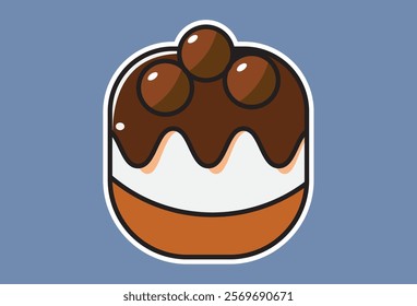 Chocolate Topped Donut Illustration Vector Cartoon icon, You can use it in various needs