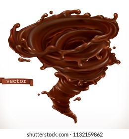 Chocolate tornado, 3d realistic vector