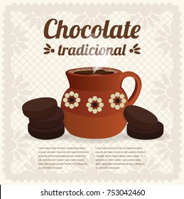 Chocolate Tradicional (Traditional Chocolate in Spanish) Mexican Drink Composition - Copy Space