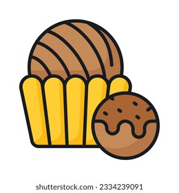 Chocolate truffle cake in modern flat style, premium vector