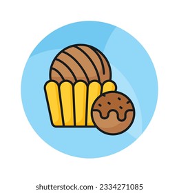 Chocolate truffle cake in modern flat style, premium vector