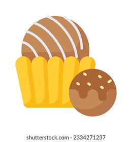Chocolate truffle cake in modern flat style, premium vector