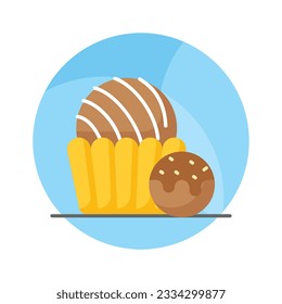 Chocolate truffle cake in modern flat style, premium vector