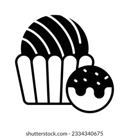Chocolate truffle cake in modern flat style, premium vector