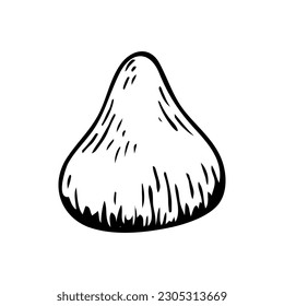 Chocolate truffle candy sketch. Confectionery sweet food. Delicious dessert. Yummy. Cocoa bean product. Hand drawn vector doodle illustration.