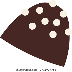 Caramelo de trufa de chocolate cubierto con chispas redondas, contorno limpio y sombreado suave. Símbolo de postre, dulce indulgencia, golosina de panadería y tentación. Ilustración vectorial de dibujos animados.