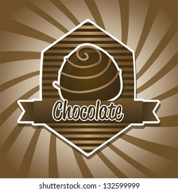 chocolate truffle over brown background. vector illustration