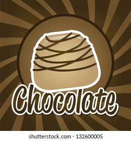 chocolate truffle over brown background. vector illustration