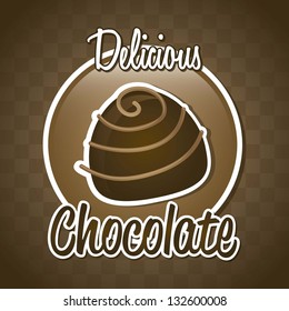 chocolate truffle over brown background. vector illustration