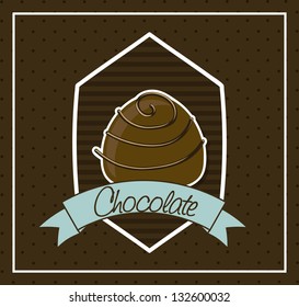 chocolate truffle over brown background. vector illustration