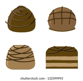 chocolate truffle set over white background. vector illustration