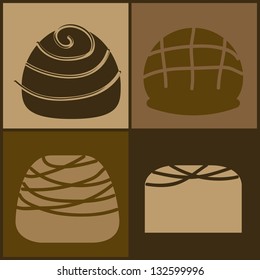 chocolate truffle set over white background. vector illustration