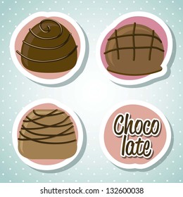 chocolate truffle set over white background. vector illustration