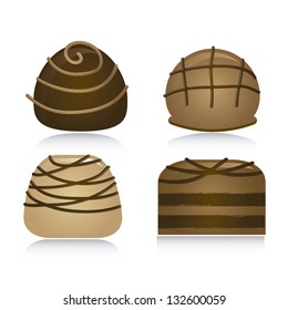 chocolate truffle set over white background. vector illustration