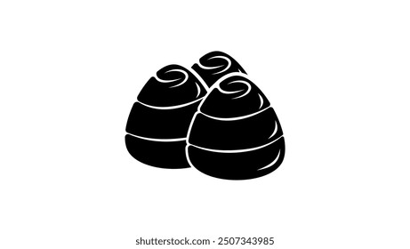 chocolate truffles, black isolated silhouette