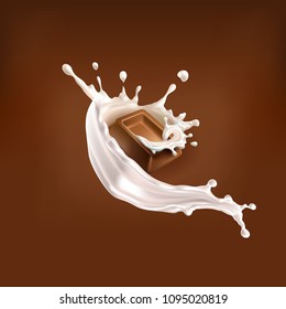 Chocolate twisted Chocolate on Brown background Vector illustrator.