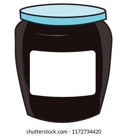 chocolate two colored Illustration of a Hand drawn jam jelly jar mayonnaise butter blank empty bottle label template write your logo text