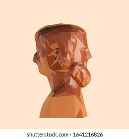 Chocolate Two-faced Janus, Greek God of Time on Isolated Background. Brown Shiny Low Poly Vector 3D Rendering