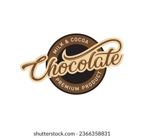 Chocolate typography handwritten calligraphy logo design On white background, Vector illustration.