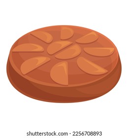 Chocolate upside-down cake icon cartoon vector. Cooking tart. Tasty education